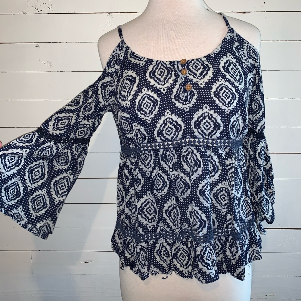 Blue Off-The-Shoulder Top